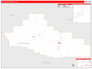 Hot Springs County Wall Map Red Line Style